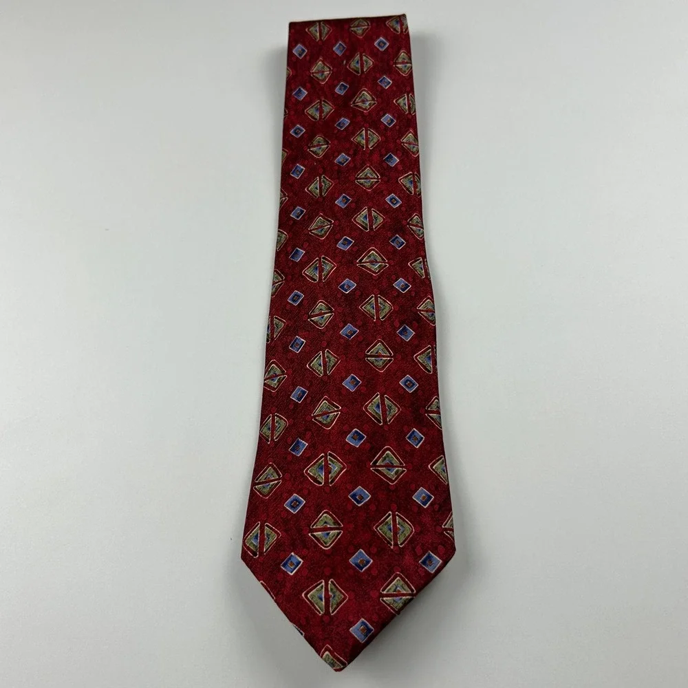 Vintage Robert Talbott‎ Best of Class Nordstrom XL Maroon Geometric Silk Tie